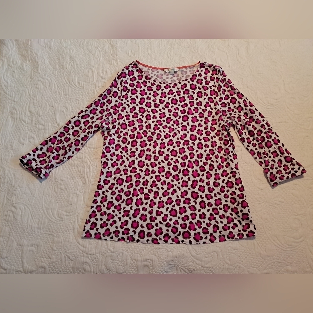 Boden women's size US 12 pink and white 3/4 sleeve shirt EUC
